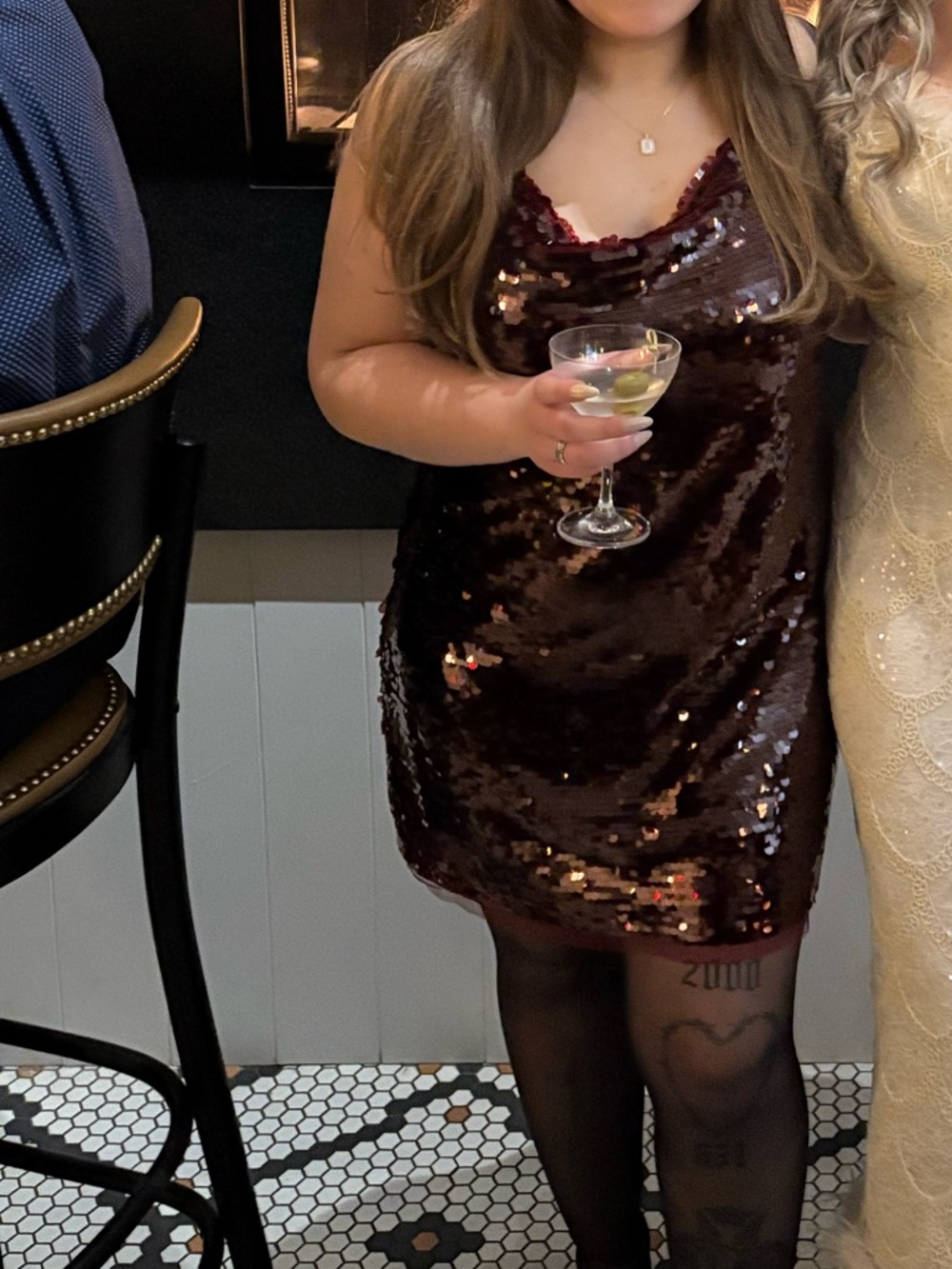 wild fable Burgundy Sequin Mini Slip Dress